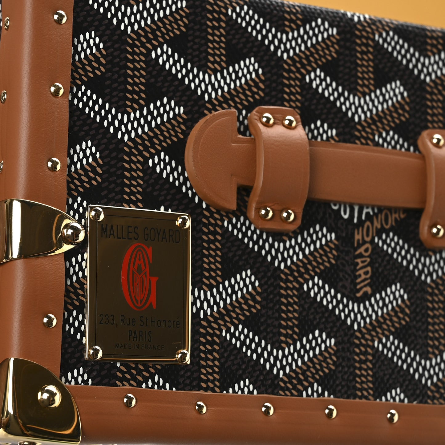 Goyardine 352 Trunk Black Tan