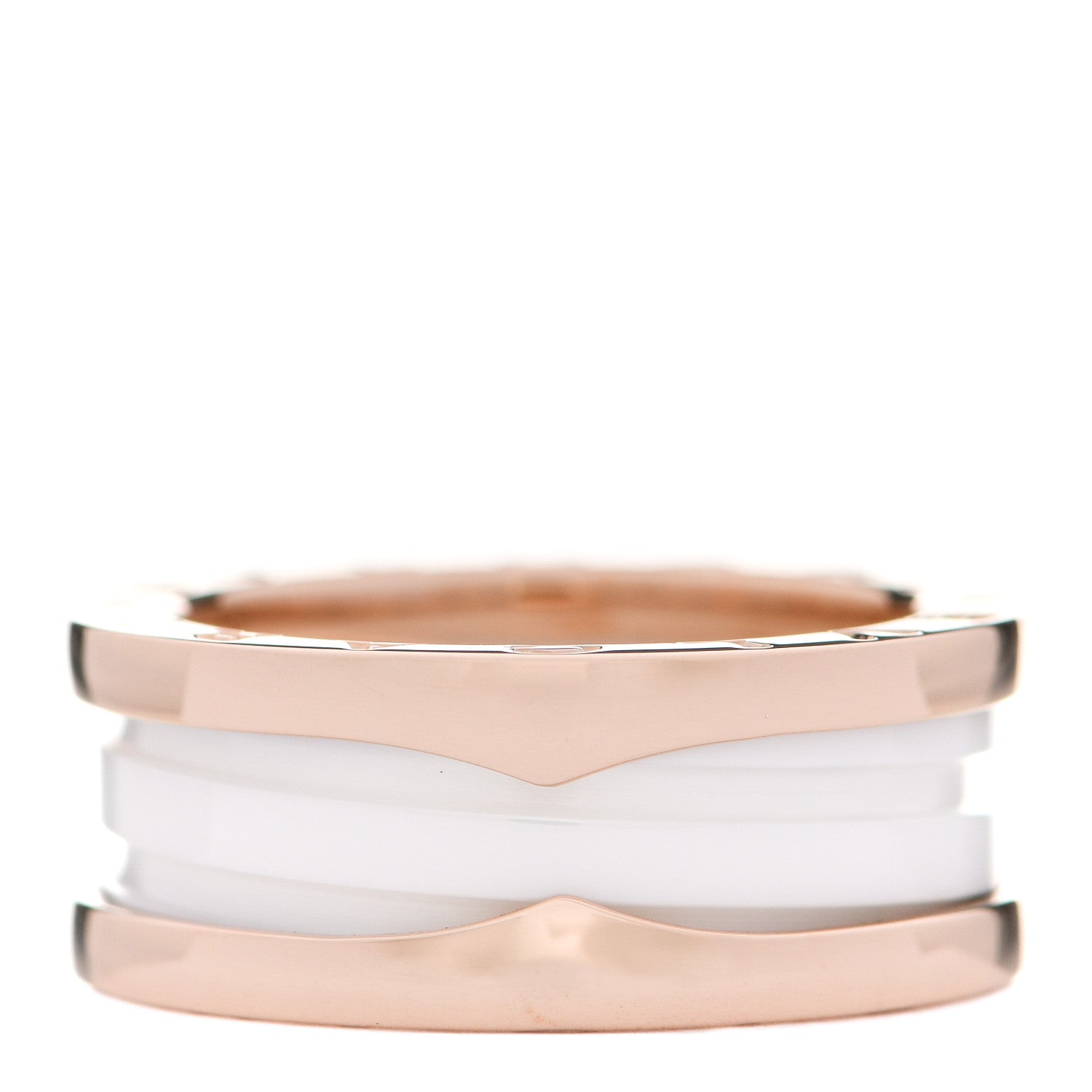 Bulgari 18K Rose Gold White Ceramic B.Zero1 Two-Band Ring 52 6 1 of 5