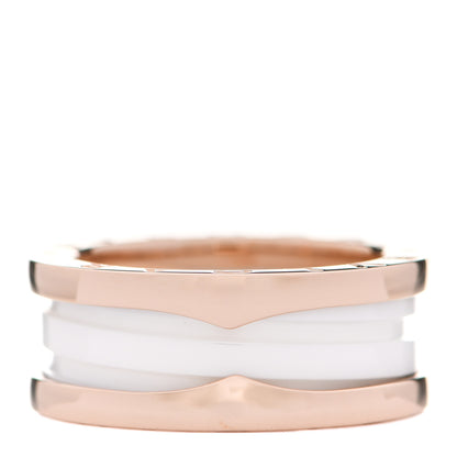 Bulgari 18K Rose Gold White Ceramic B.Zero1 Two-Band Ring 52 6 1 of 5