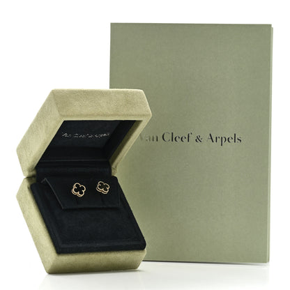 Van Cleef & Arpels 18K Yellow Gold Black Onyx Sweet Alhambra Earrings 5 of 5