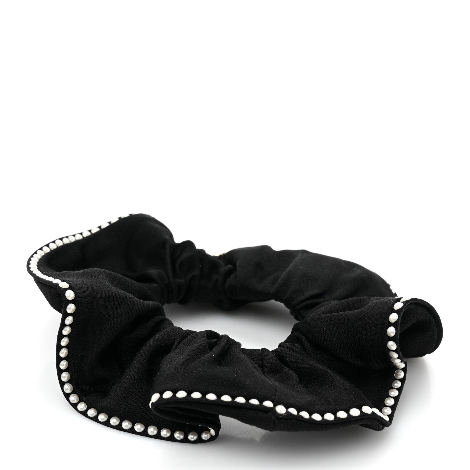Chanel Fabric Pearl CC Hair Scrunchie Black 3 of 4