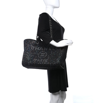 Chanel Calfskin Sequin Medium Deauville Tote Black 2 of 9