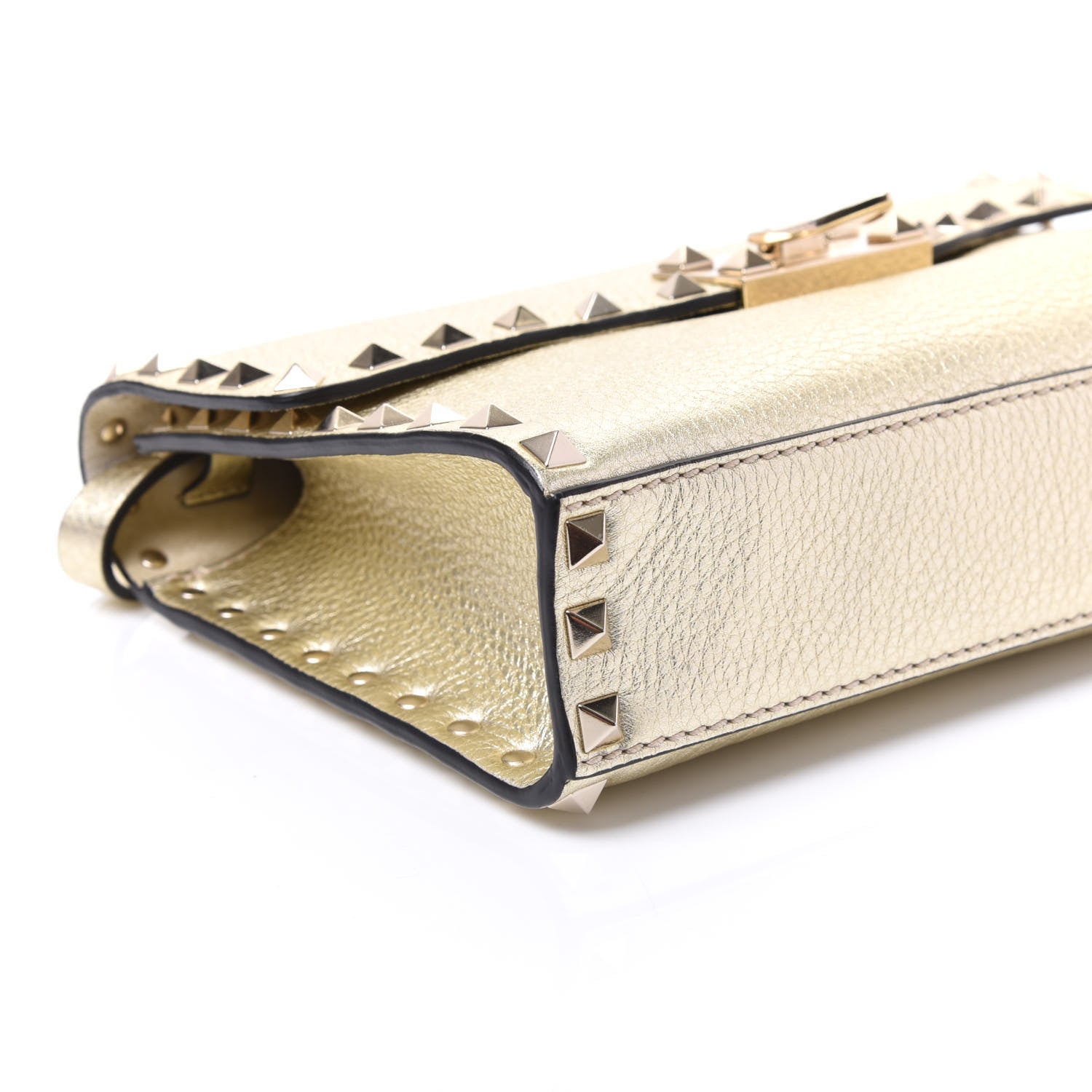 Valentino Garavani Metallic Pebbled Calfskin Medium Rockstud Flip Lock Crossbody Bag Platino 5 of 8