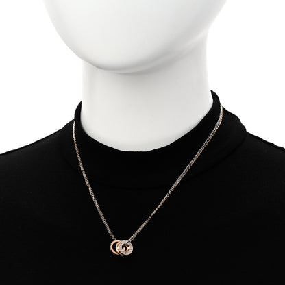Cartier 18K White Pink Gold Diamond Three Ring LOVE Pendant Necklace 2 of 5
