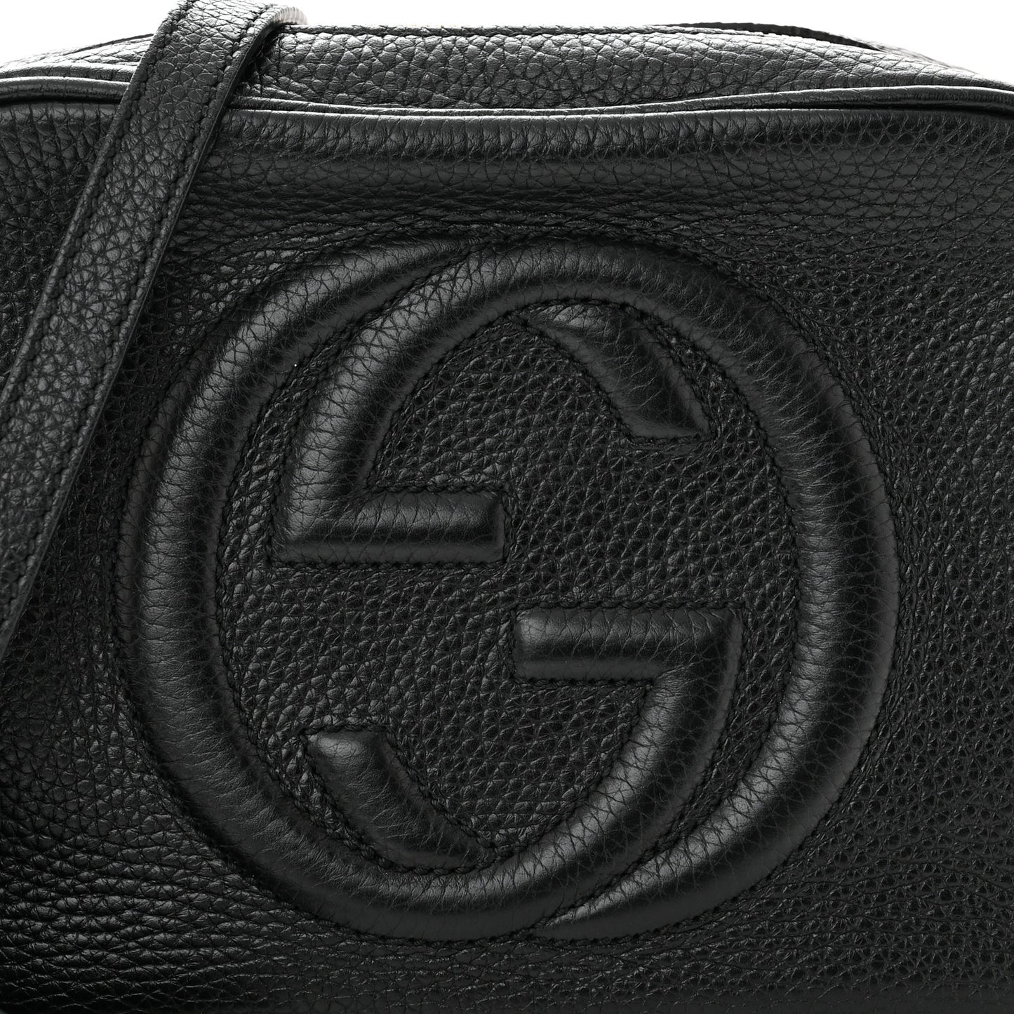 Pebbled Calfskin Small Soho Disco Bag Black