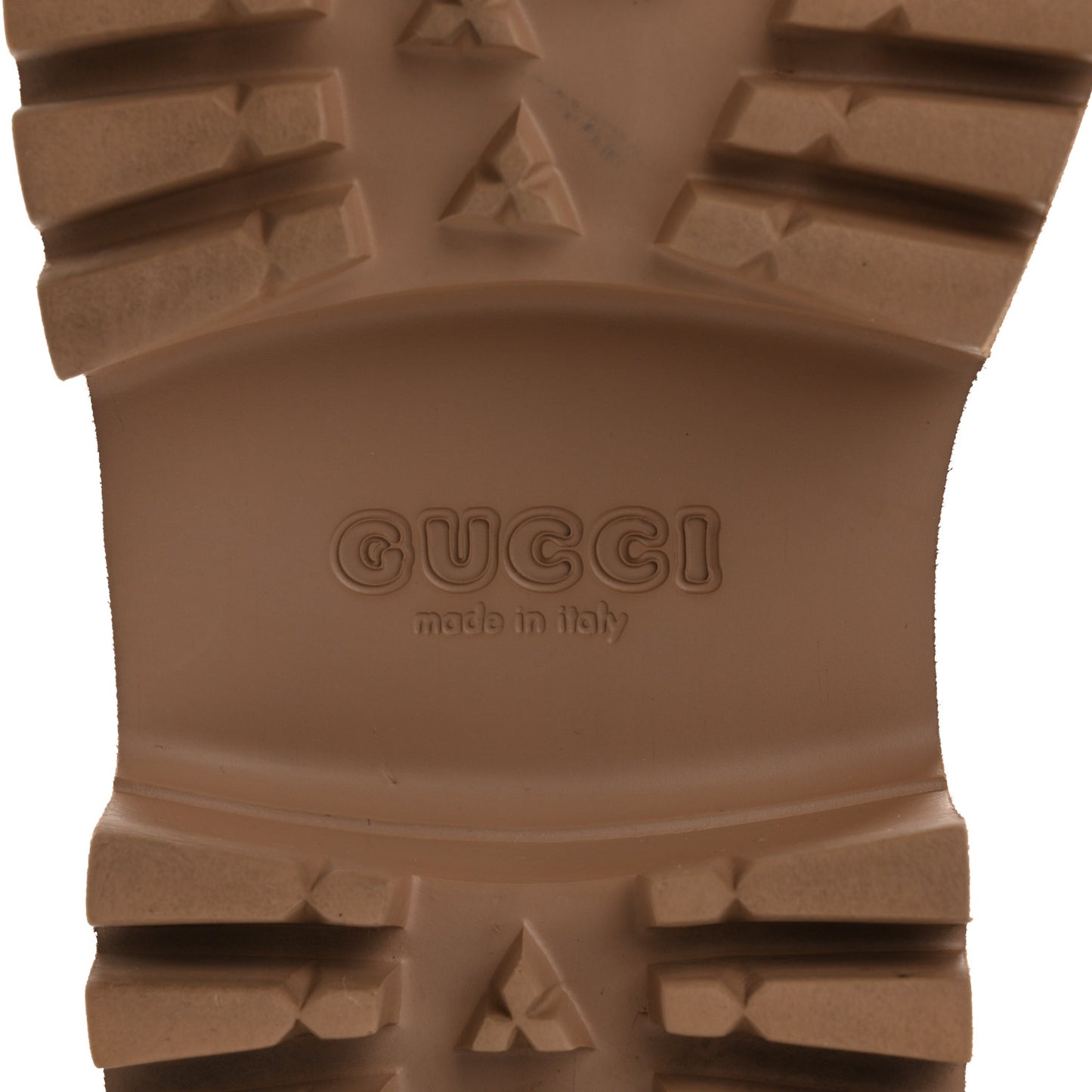Rubber GG Monogram Perforated Elea Platform 55mm Lug Sole Sandals 36 Vintage Camel
