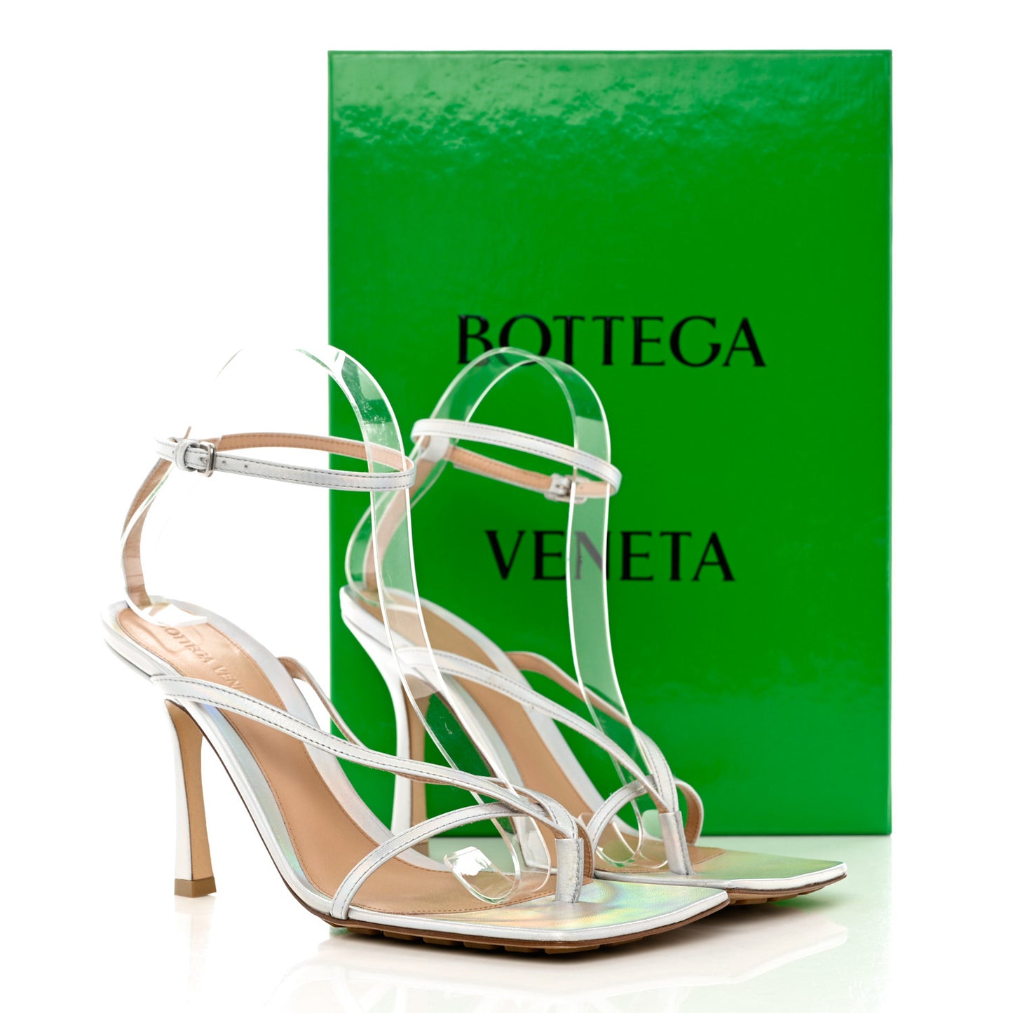 Laser Nappa Stretch Multi Strap 90mm Sandals 39 Moon Drop