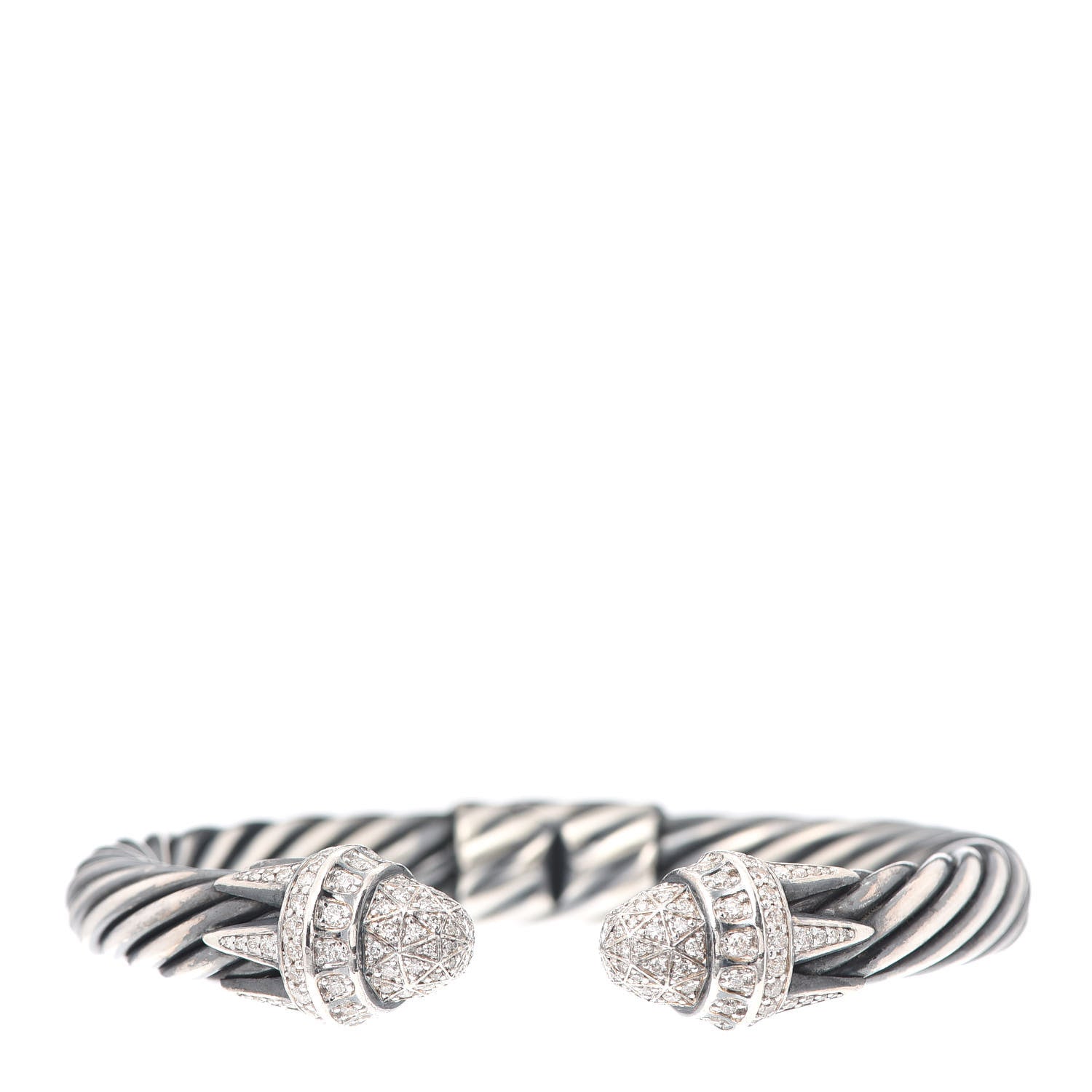 David Yurman Sterling Silver Black Rhodium Diamond 9mm Cable Statue of Liberty Bracelet 1 of 4