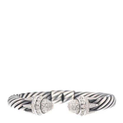 David Yurman Sterling Silver Black Rhodium Diamond 9mm Cable Statue of Liberty Bracelet 1 of 4