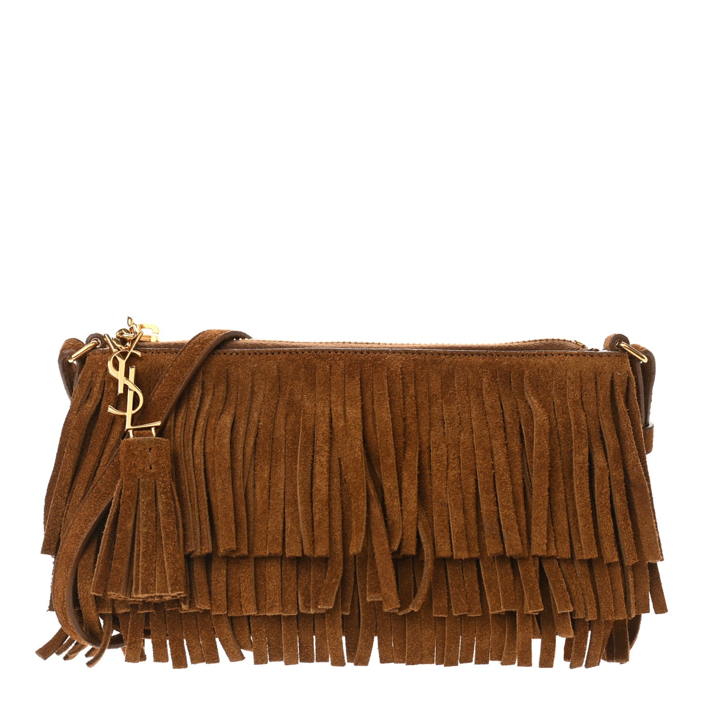 Suede Fringe Crossbody Light Ocre