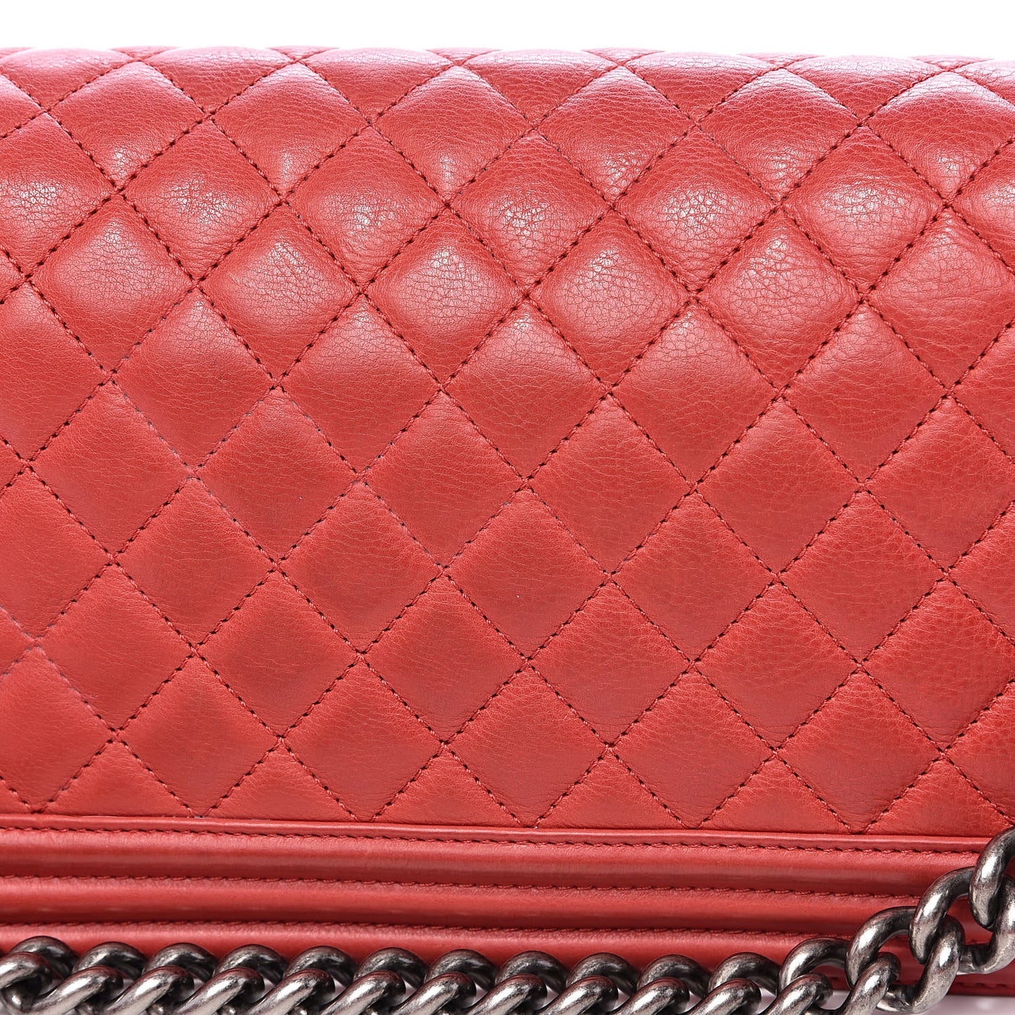 Calfskin Quilted Medium Boy Flap Red