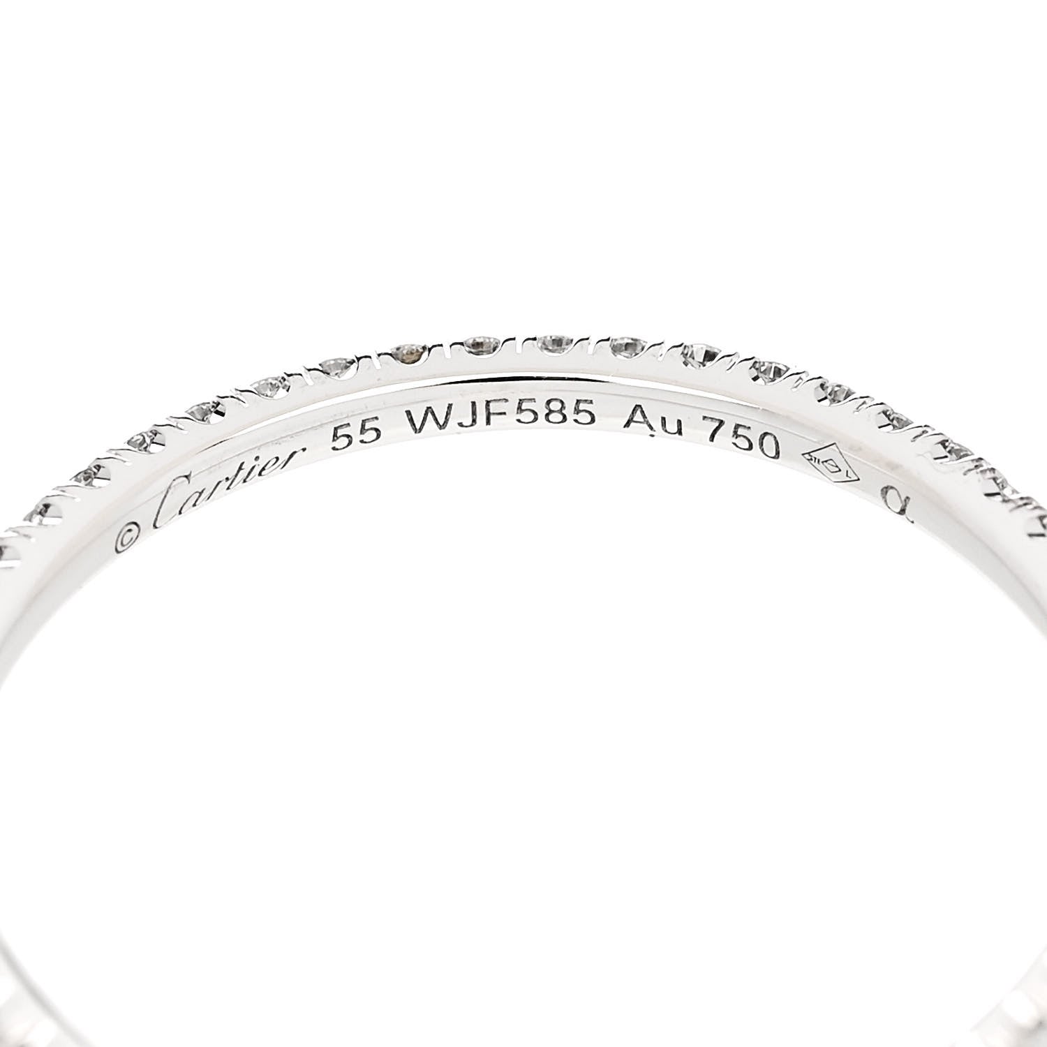 Cartier 18K White Gold Diamond 1.5mm Etincelle de Cartier Wedding Band Ring 55 7.25 4 of 5