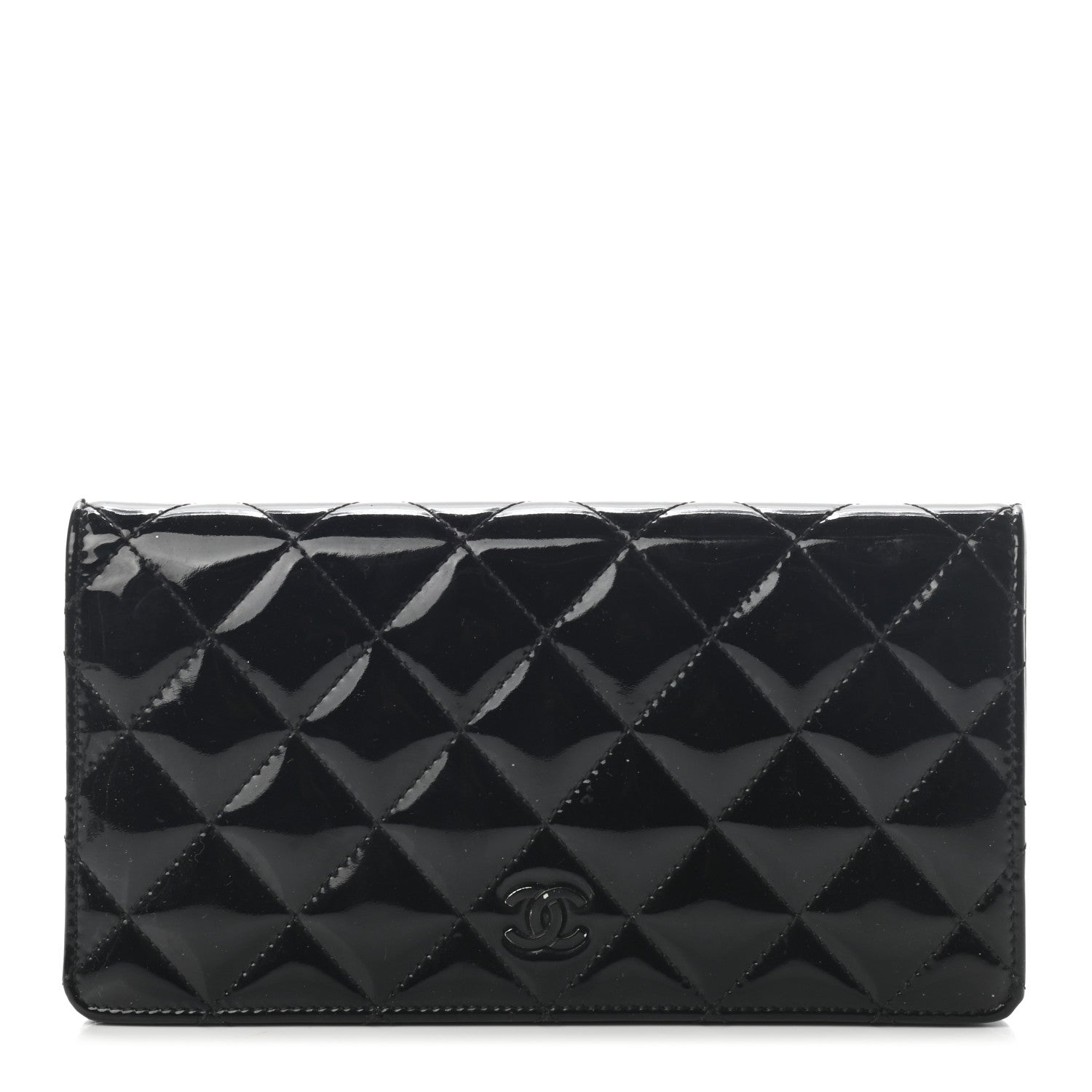 Chanel Patent Calfskin Quilted Yen Wallet Black 1 of 8