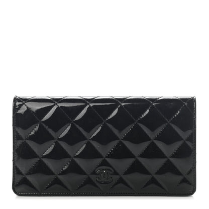 Chanel Patent Calfskin Quilted Yen Wallet Black 1 of 8