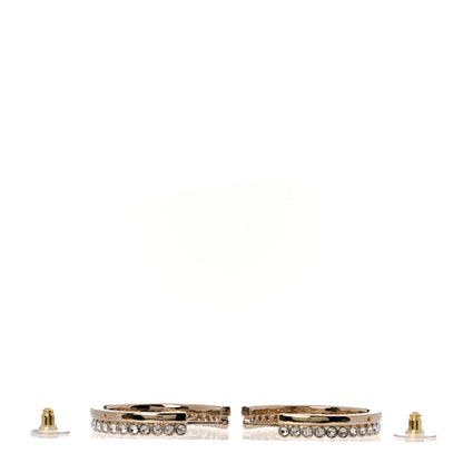 Chanel Metal Crystal Studded CC Hoop Earrings Gold 3 of 5