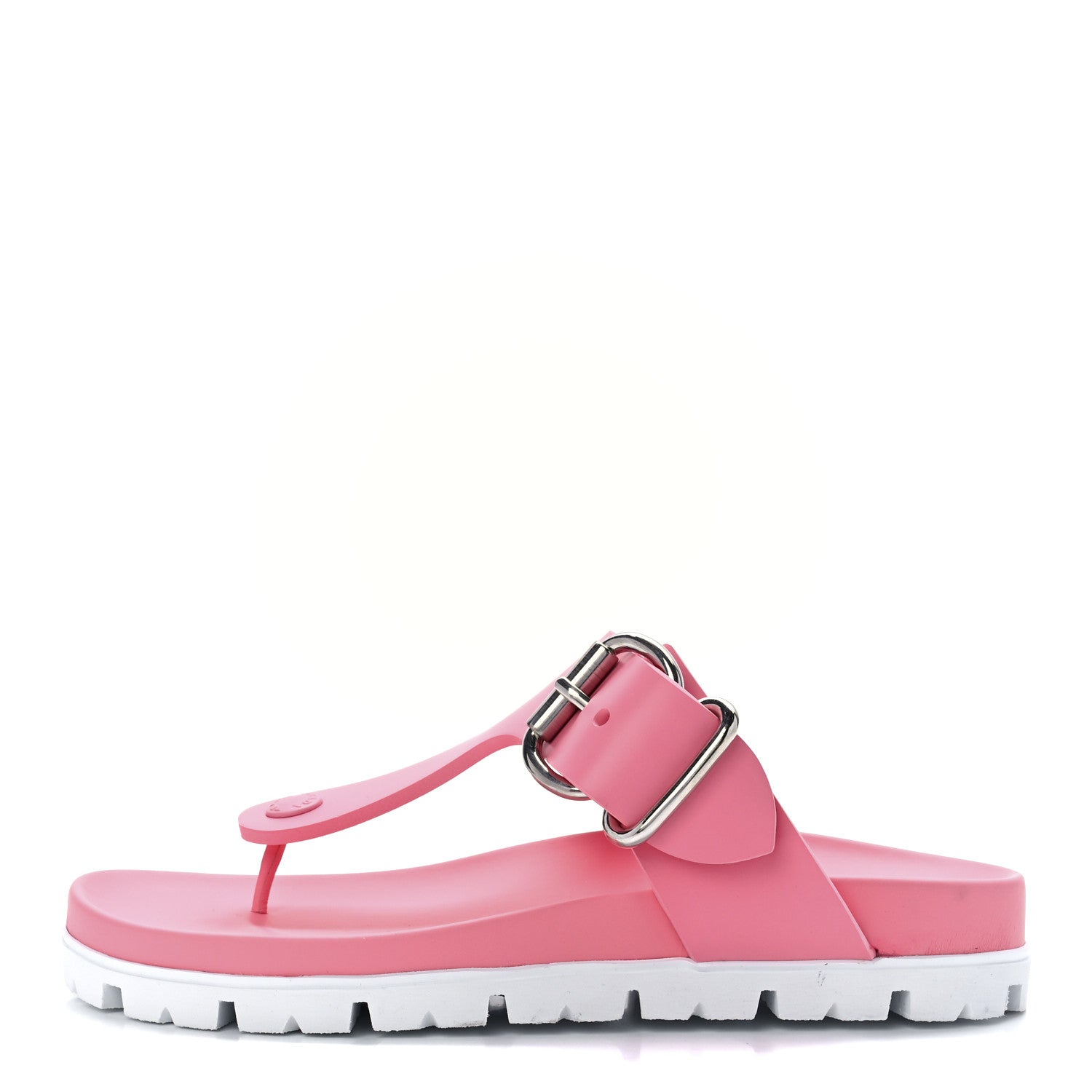 Prada EVA Rubber Buckled Lug Sole 20mm Thong Sandals 37 Begonia 1 of 7