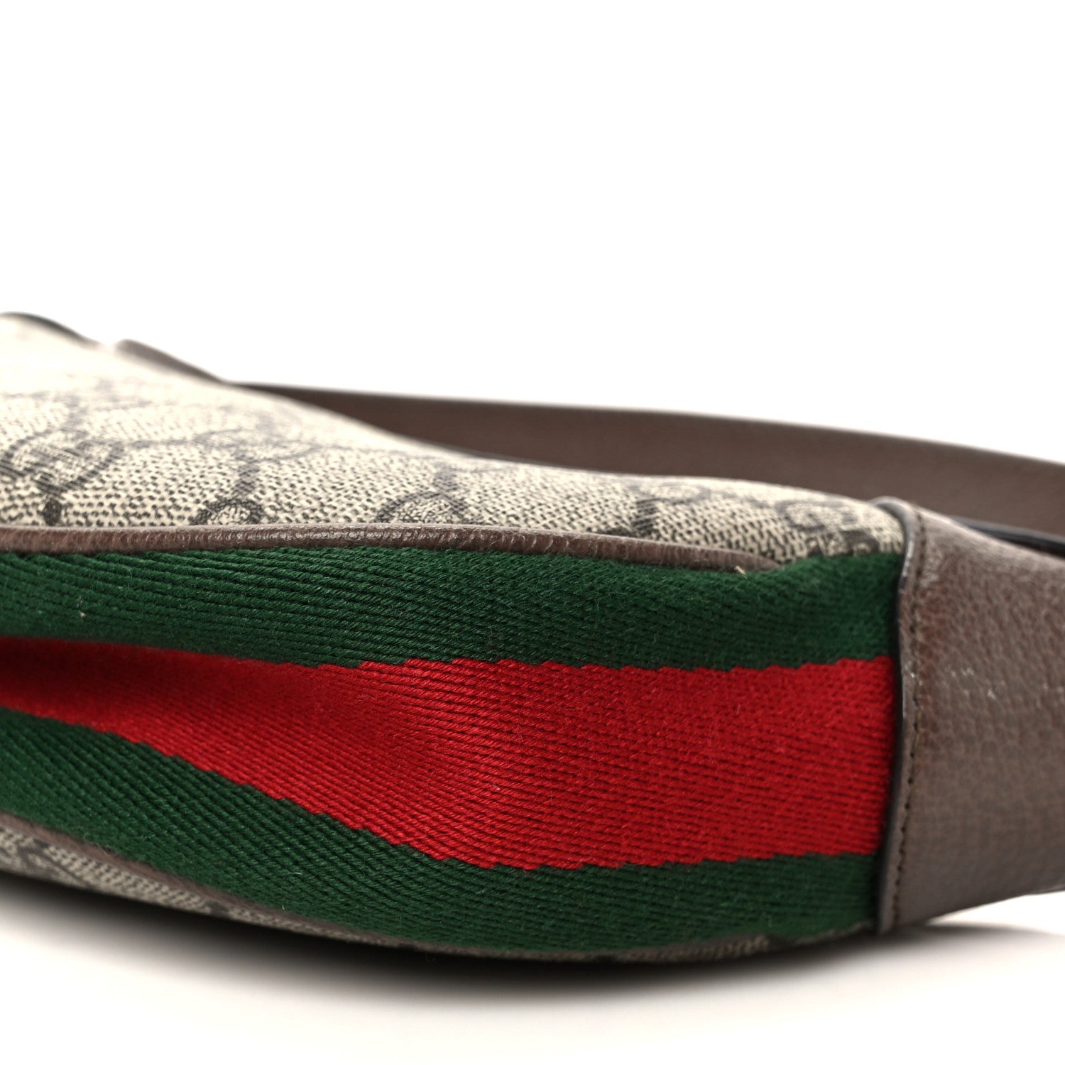 Gucci GG Supreme Monogram Textured Calfskin Web Mini Ophidia Half Moon Hobo Beige Ebony New Acero 10 of 10
