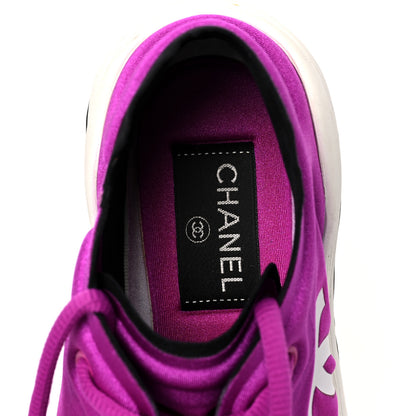 Chanel Calfskin Mesh Lycra Sneakers 36.5 Dark Pink 6 of 7