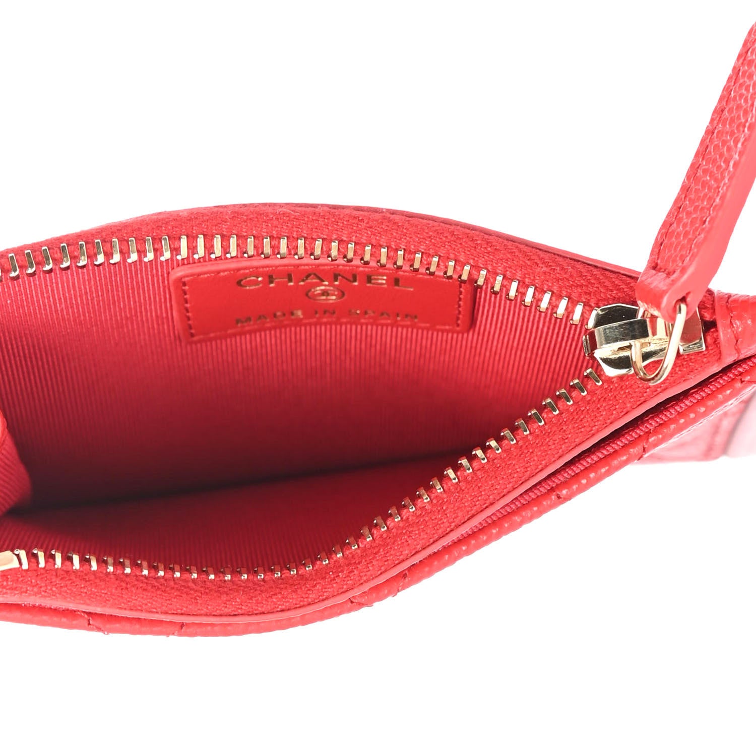 Chanel Caviar Quilted CC Zip Card Holder Red 4 of 4