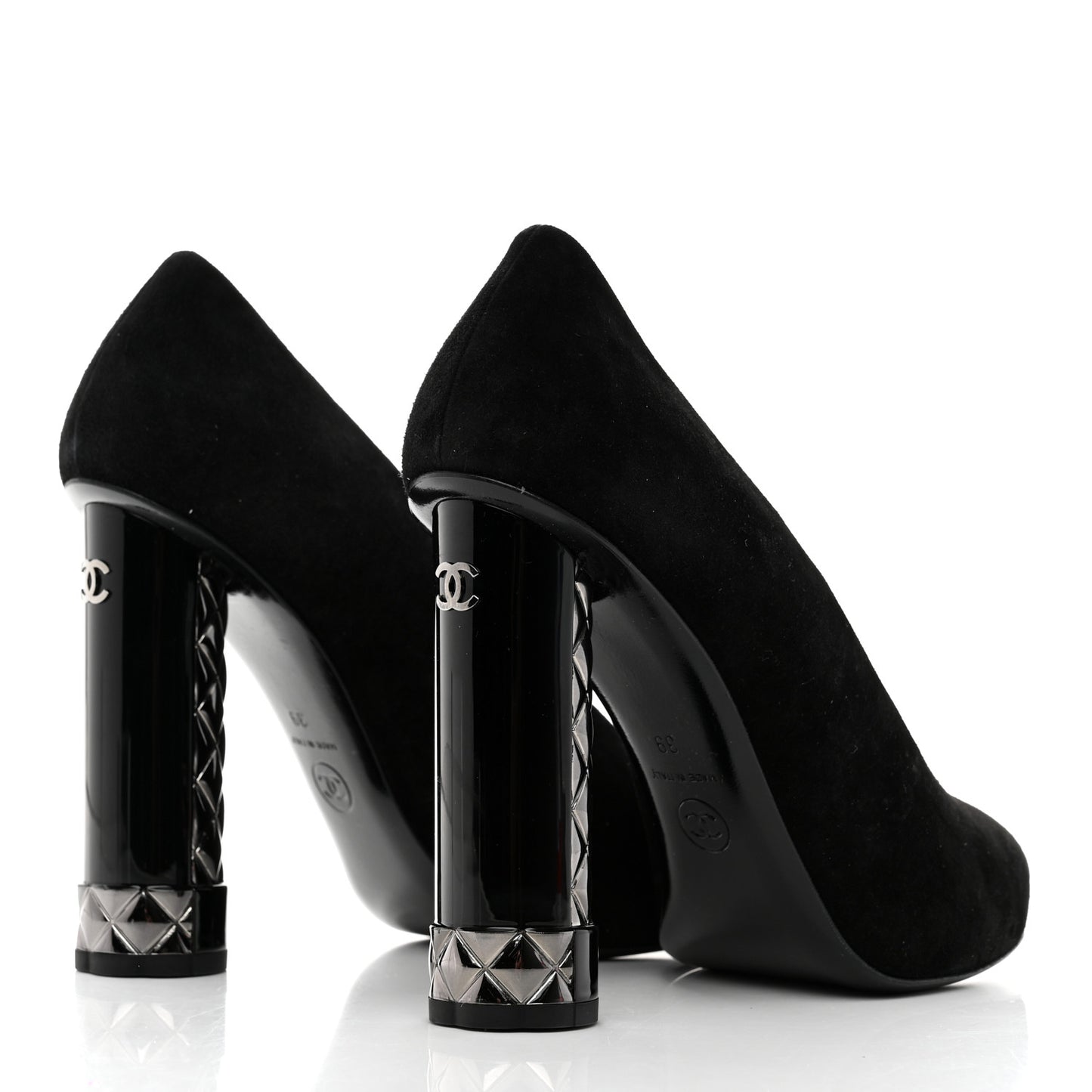 Suede Calfskin CC Pumps 39 Black