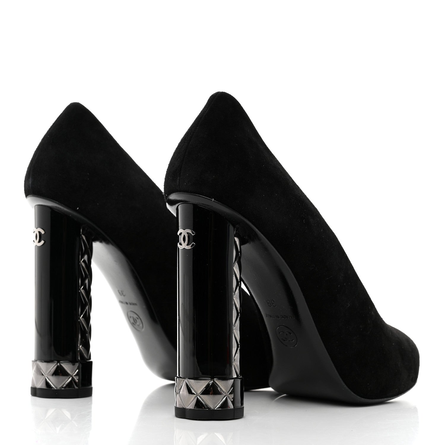 Chanel Suede Calfskin CC Pumps 39 Black 4 of 8