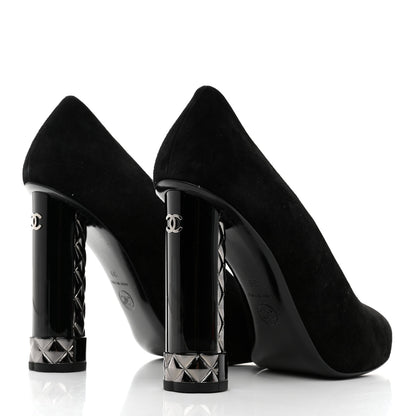 Chanel Suede Calfskin CC Pumps 39 Black 4 of 8