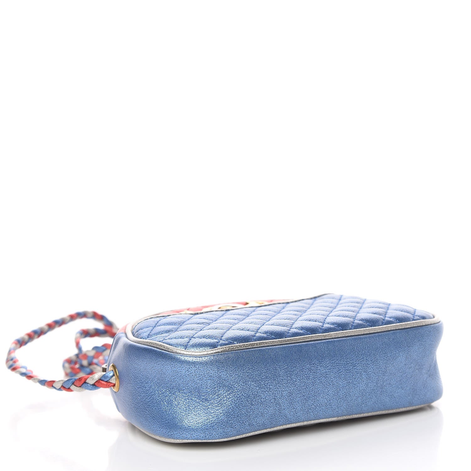 Gucci Laminated Nappa Trapuntata Mini Zumi Dome Shoulder Bag Rosso Marine Argento 4 of 13