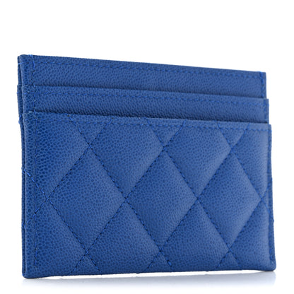 Chanel Caviar Quilted Studded CC Card Holder Blue 3 of 9
