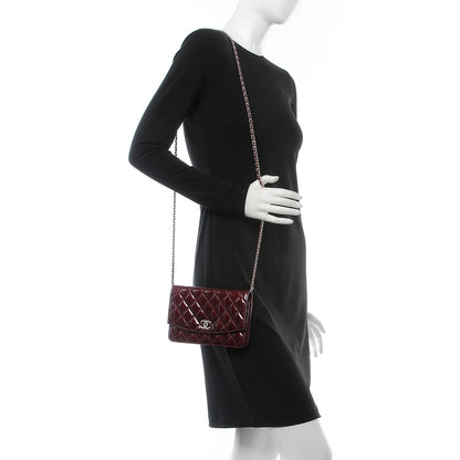 Chanel Patent Quilted Brilliant Wallet On Chain WOC Light Burgundy 2 of 9