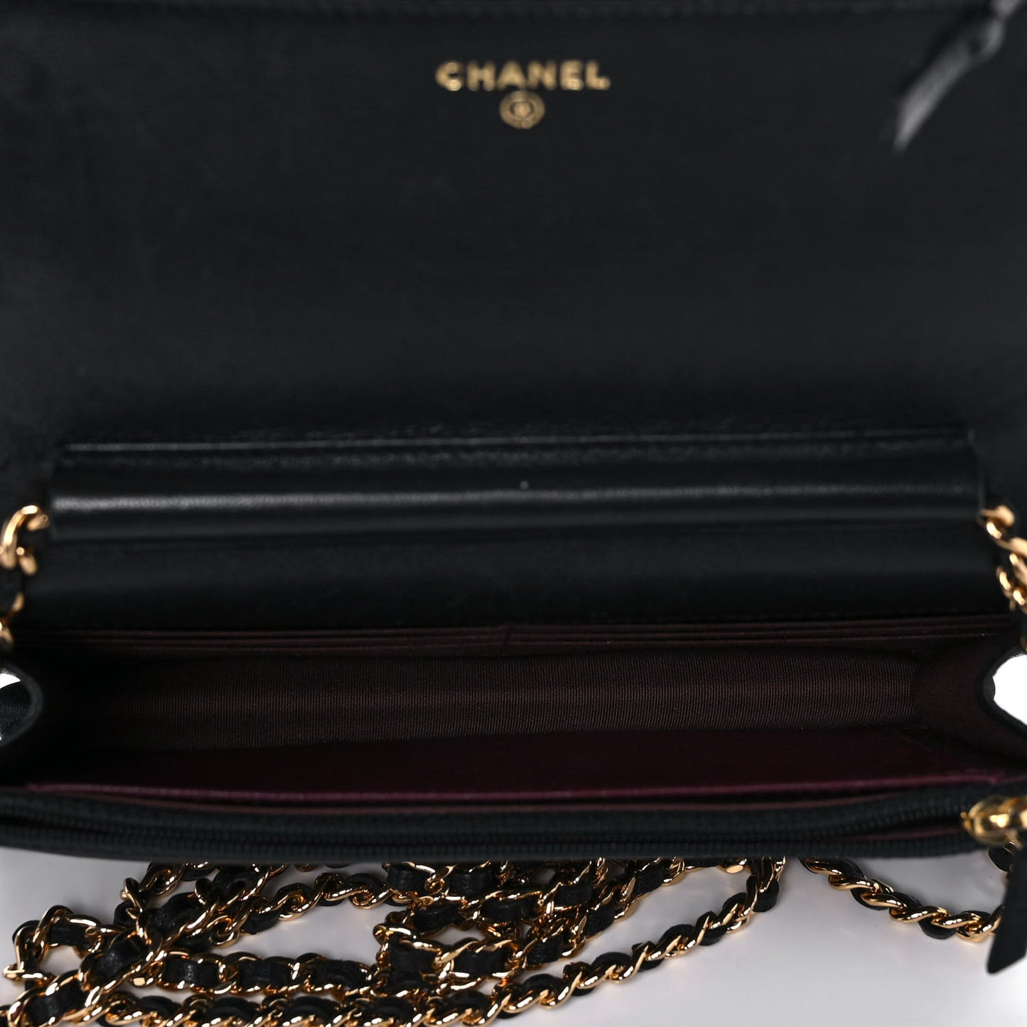 Sheepskin Quilted Mini Vintage Mademoiselle Wallet On Chain WOC Black
