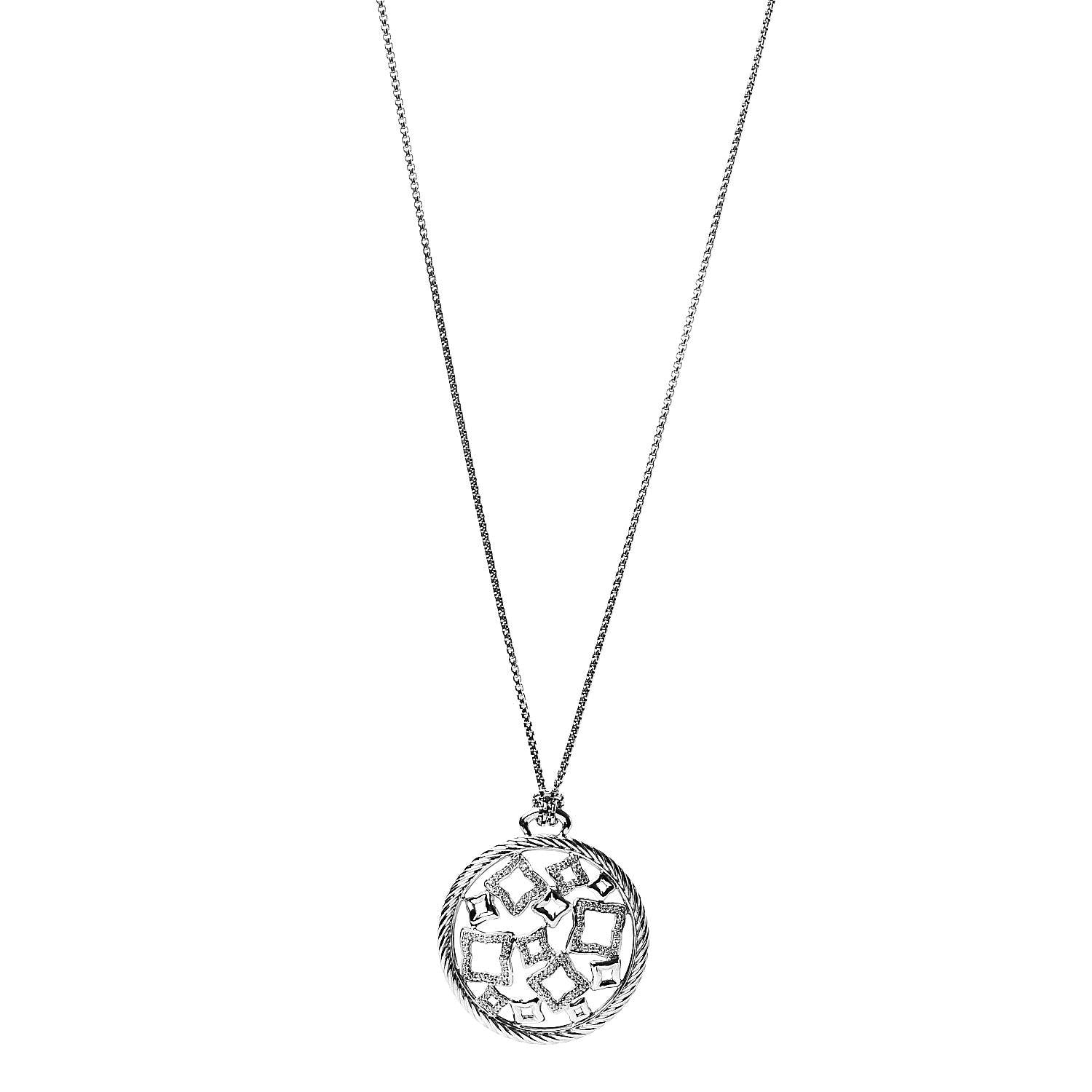David Yurman Sterling Silver Diamond Quatrefoil Pendant Necklace 1 of 6