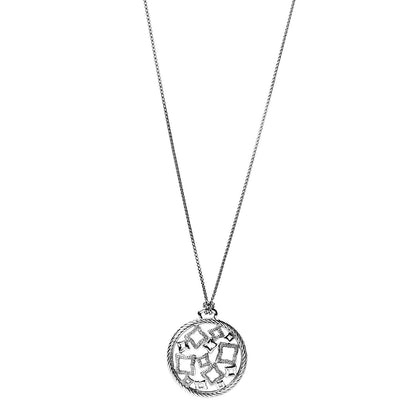 David Yurman Sterling Silver Diamond Quatrefoil Pendant Necklace 1 of 6