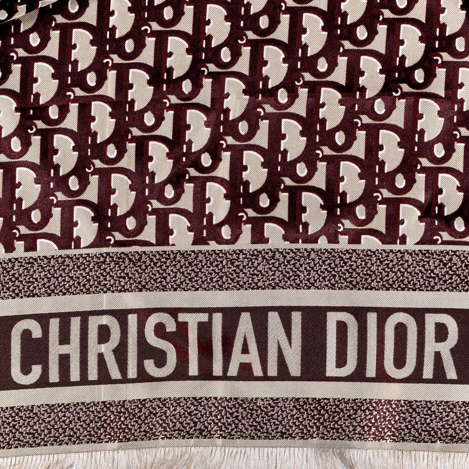 Christian Dior Silk Oblique Scarf Bordeaux 2 of 4