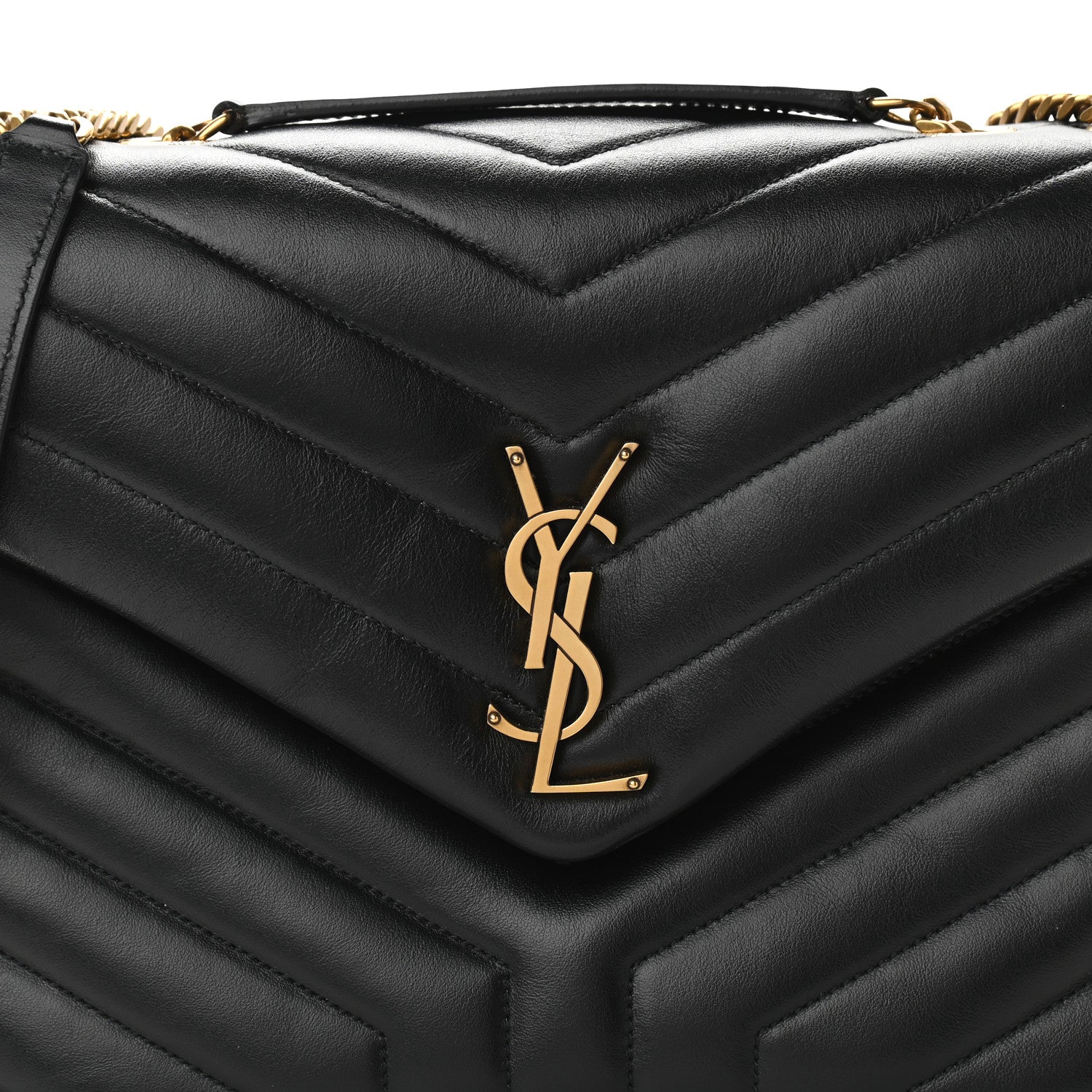 Saint Laurent Calfskin Y Quilted Monogram Medium Loulou Chain Satchel Black 8 of 11
