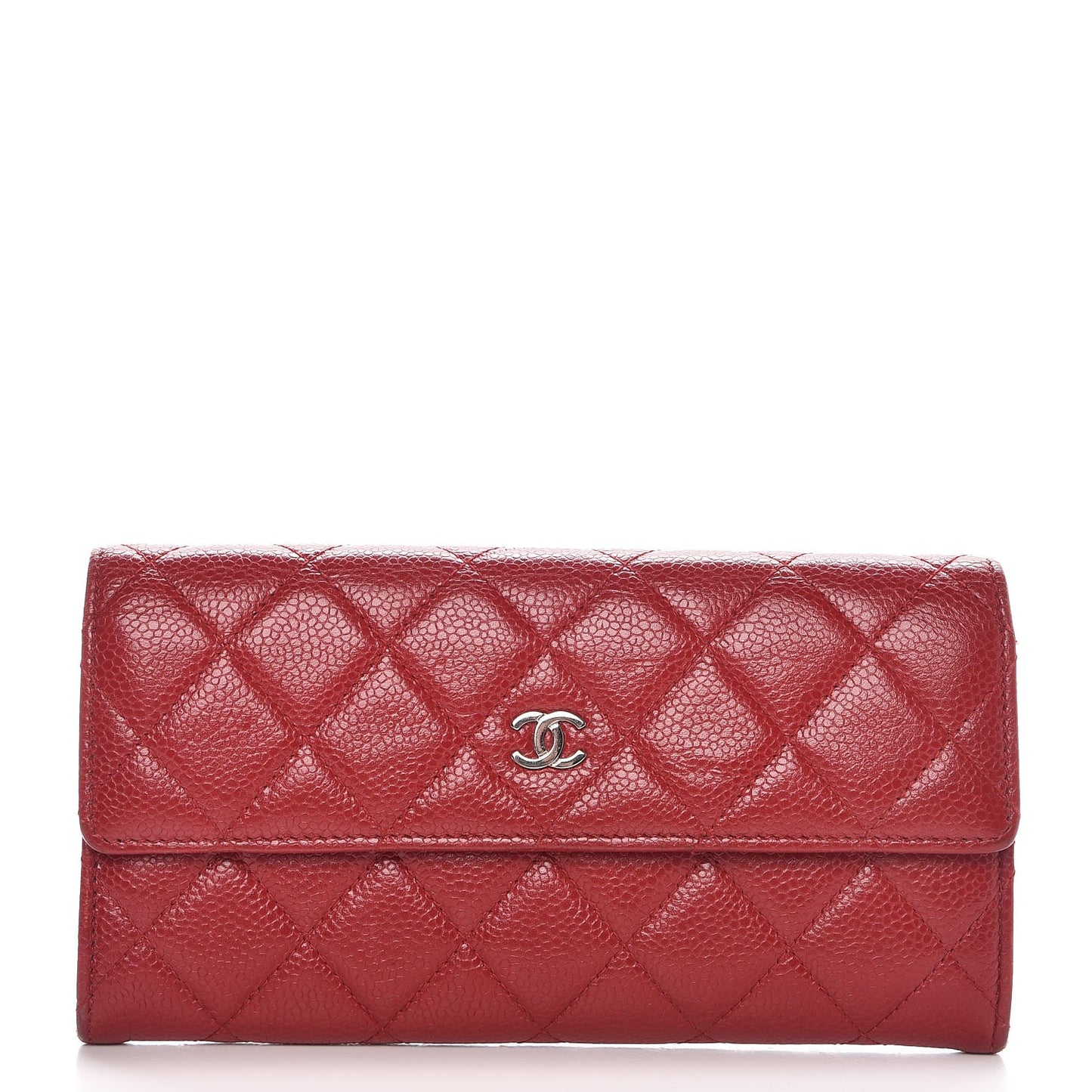 Caviar Quilted Large Gusset Flap Wallet Red