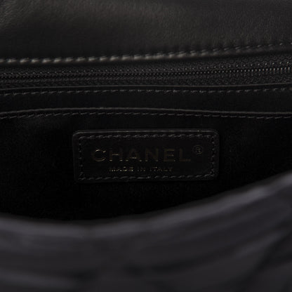Chanel Satin Quilted Pleated Medium Single Flap Navy 8 of 10