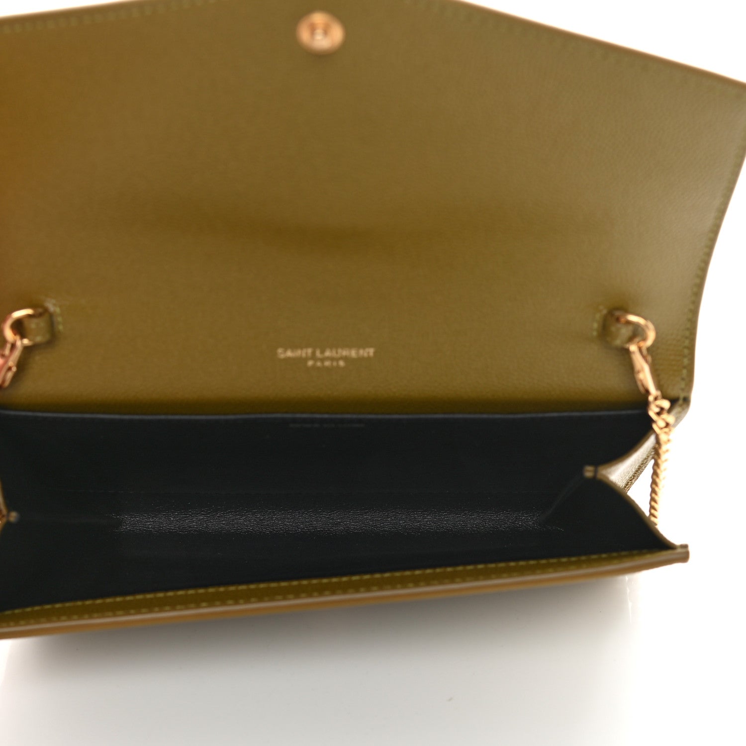 Saint Laurent Grain De Poudre Monogram Uptown Chain Wallet Olive 6 of 10