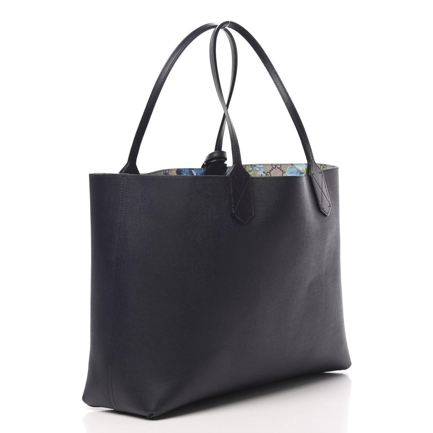 GG Supreme Monogram Blooms Medium Reversible Tote Beige Blue Navy