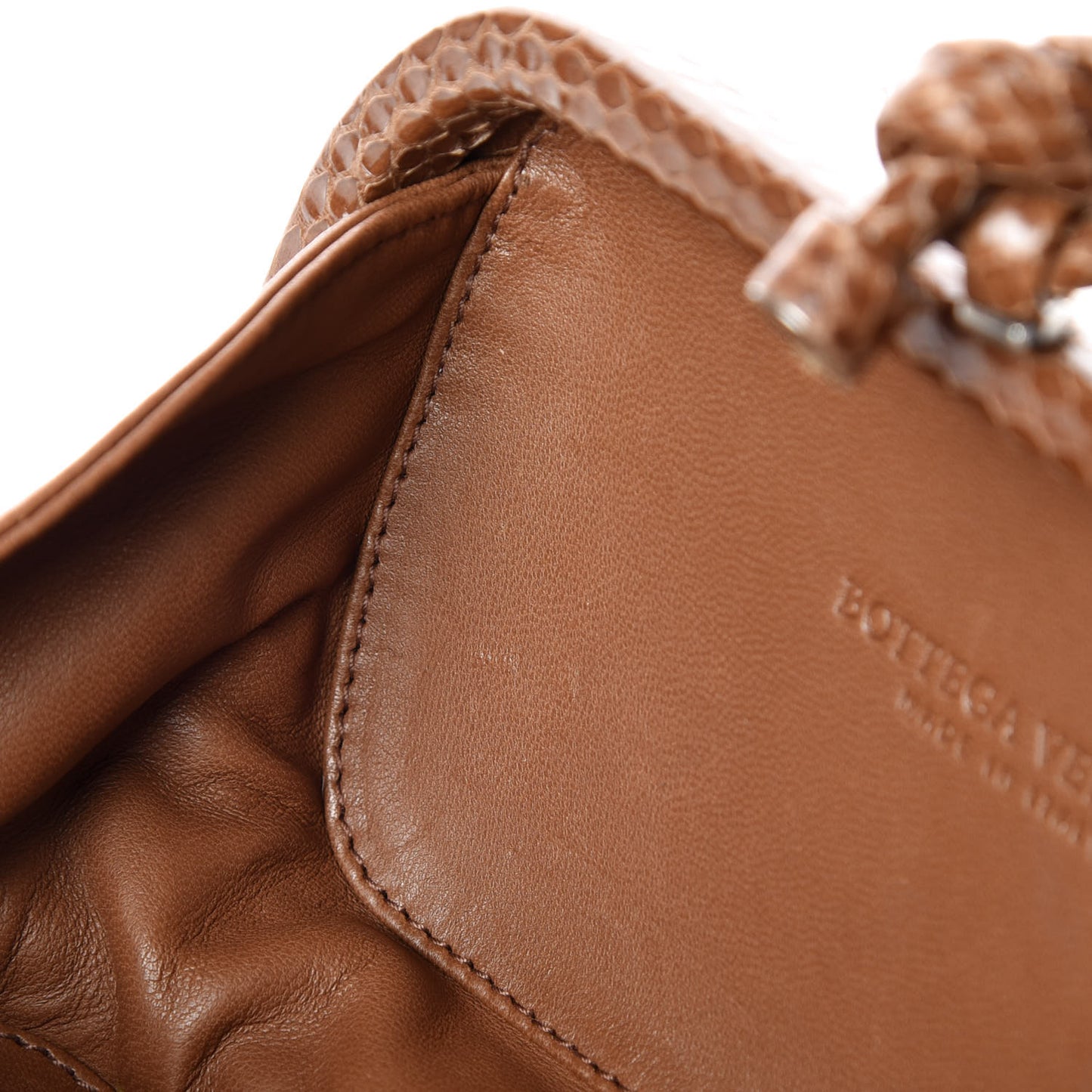 Ayers Grained Calfskin Intrecciato Knot Clutch Brown
