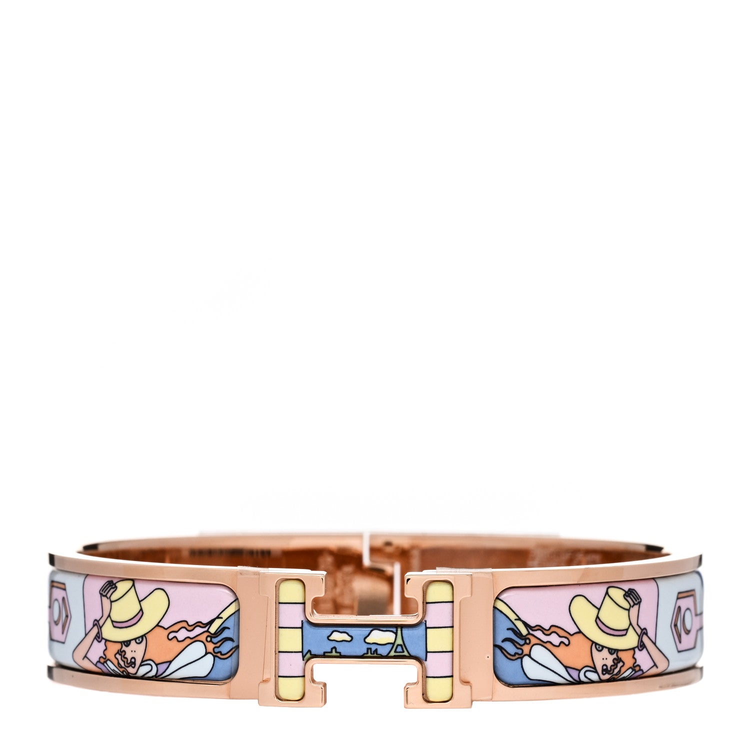 Hermes Enamel Printed Narrow Factory Clic Clac H Bracelet PM Hypno 1 of 4