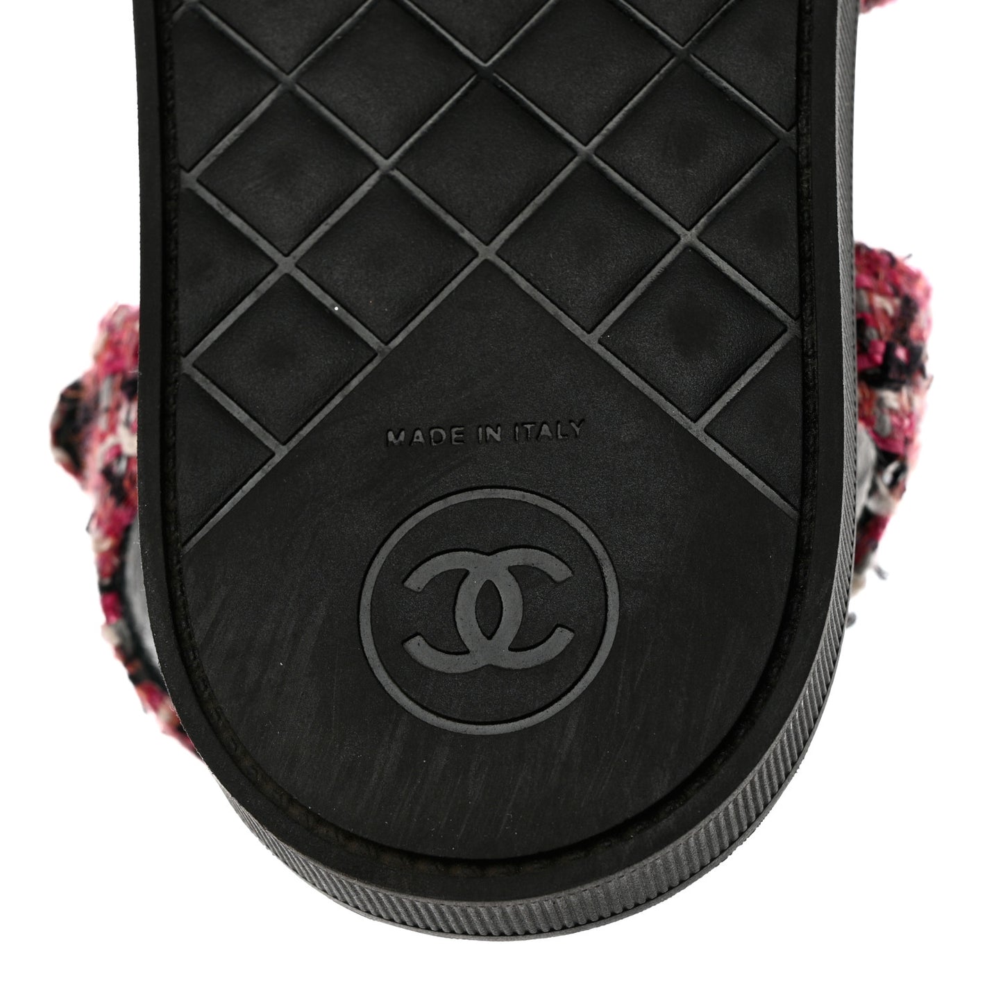 Tweed Pearl Flat Sandals 37.5 Red Black