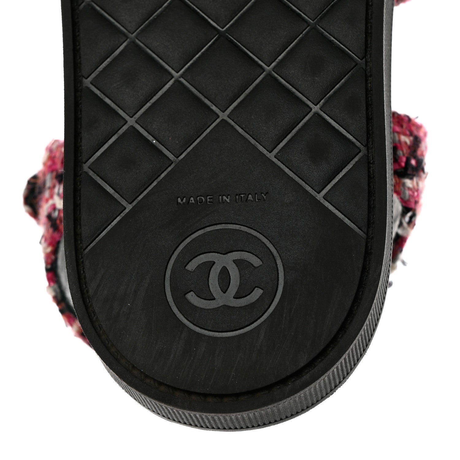Chanel Tweed Pearl Flat Sandals 37.5 Red Black 8 of 10