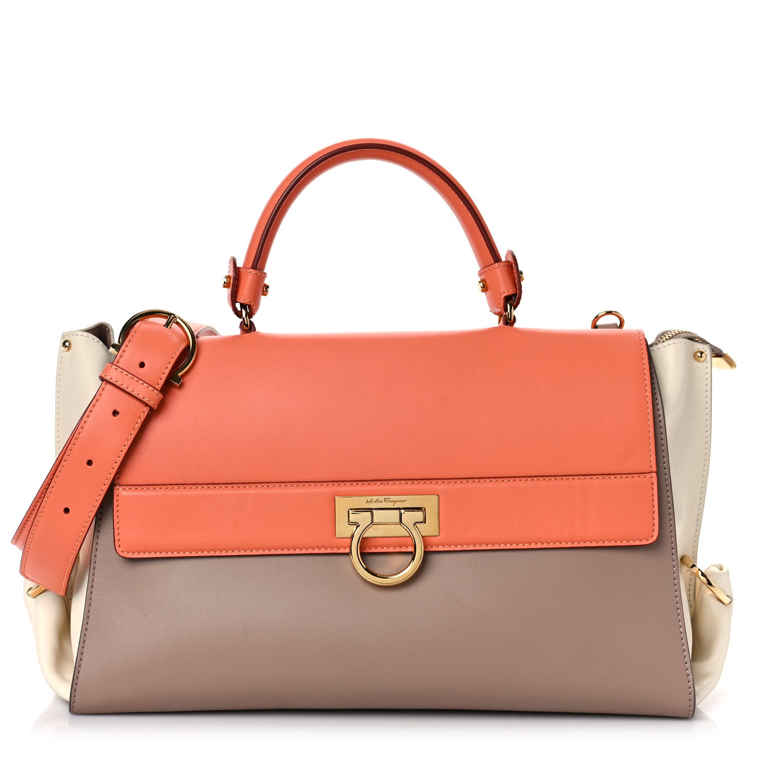 Salvatore Ferragamo Calfskin Large Sofia Shoulder Bag Multicolor 1 of 10