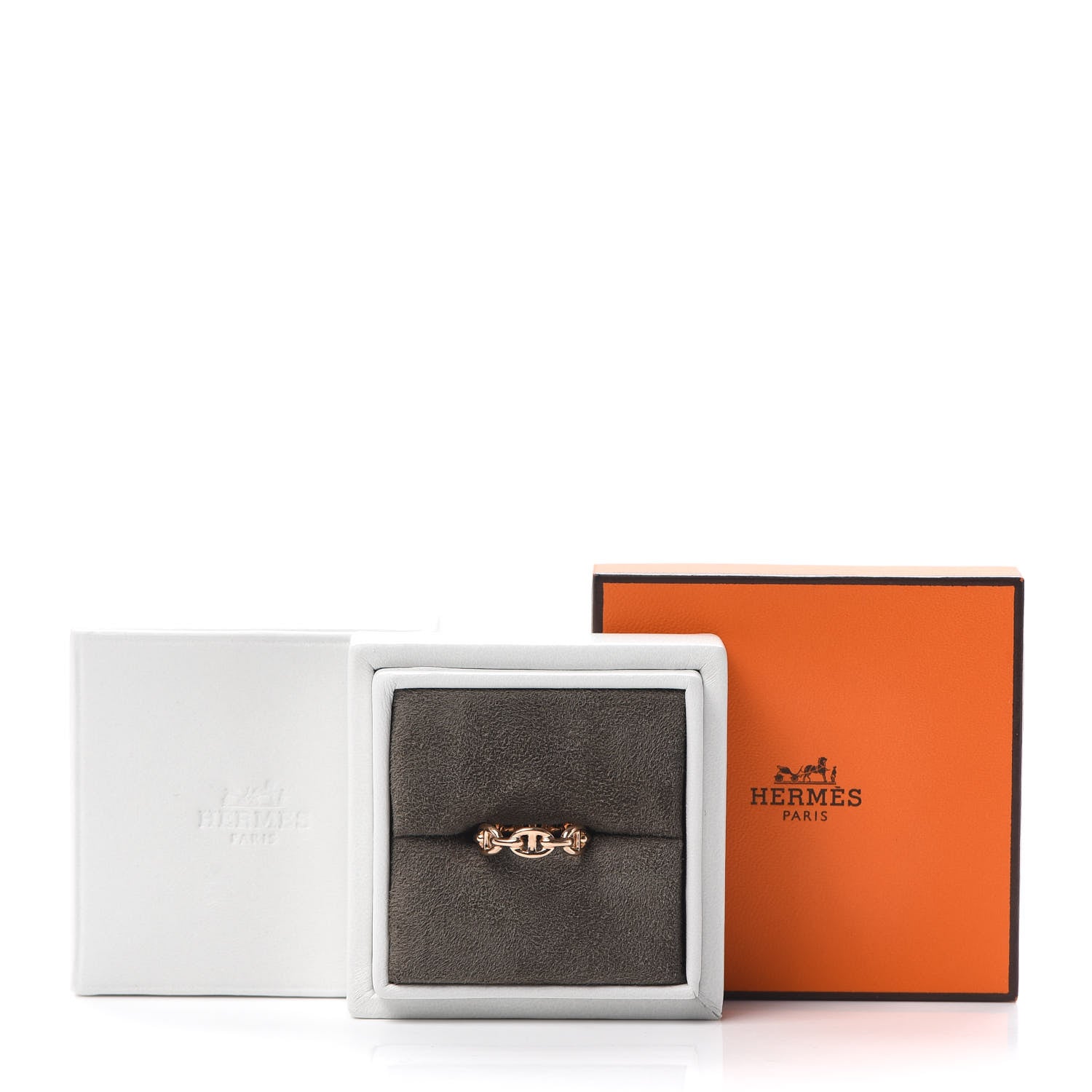 Hermes 18K Rose Gold PM Chaine D'Ancre Enchainee Ring 52 6 5 of 5