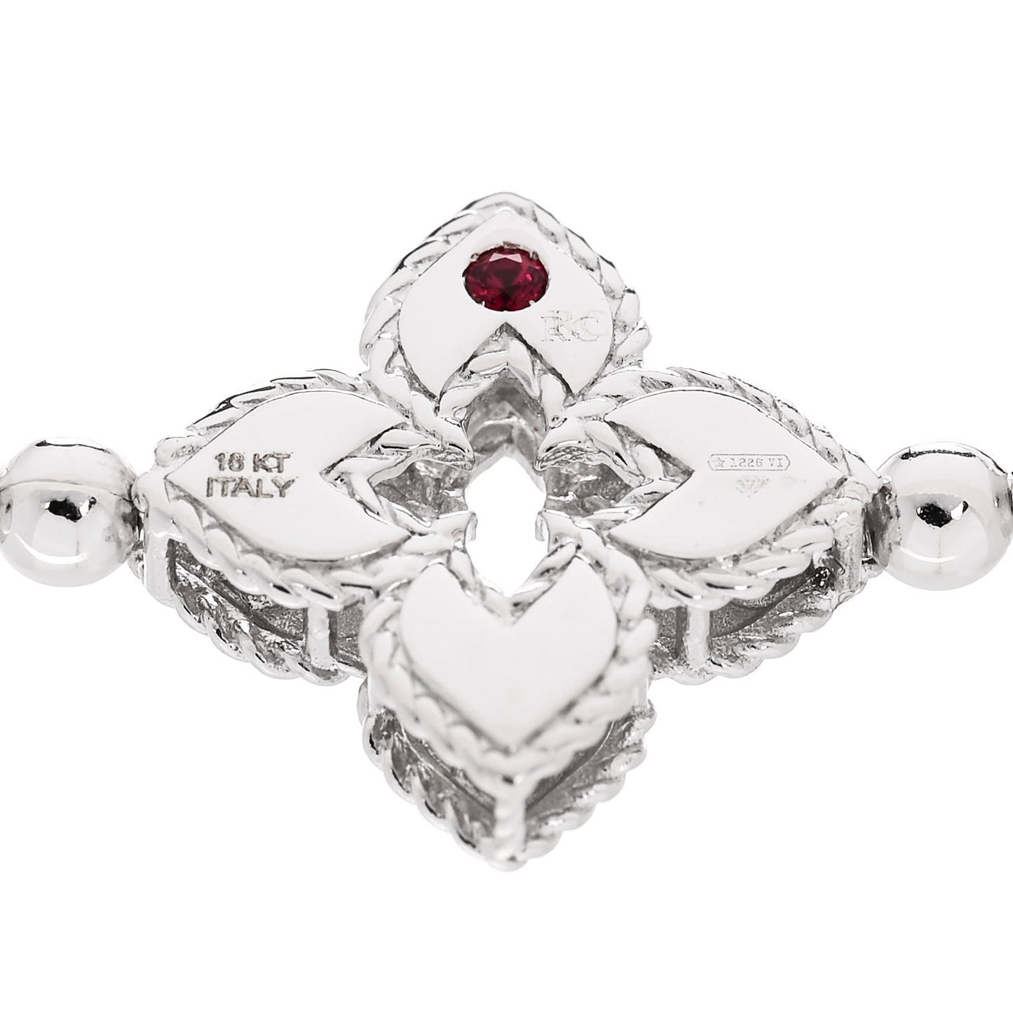 18K White Gold Diamond Small Venetian Princess Flower Stretch Bracelet