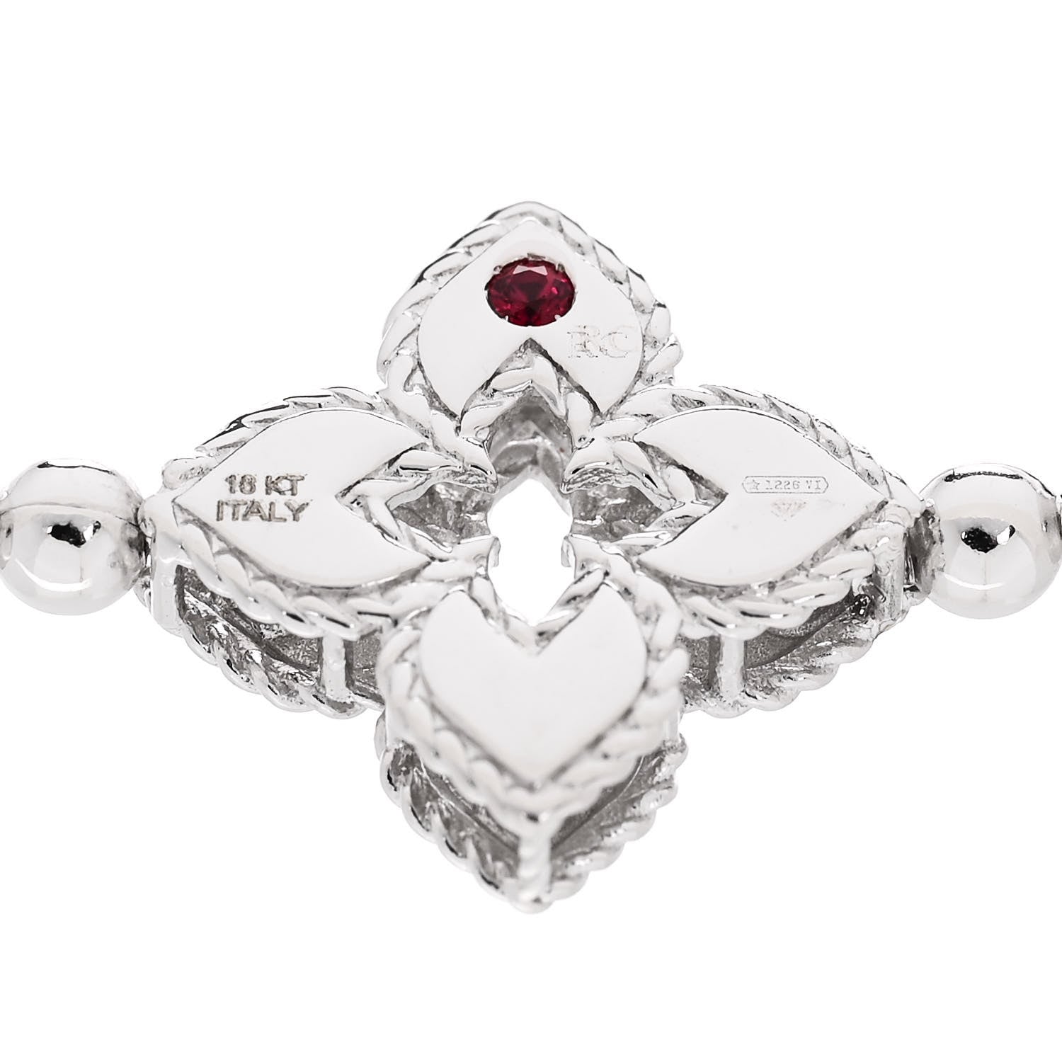 Roberto Coin 18K White Gold Diamond Small Venetian Princess Flower Stretch Bracelet 3 of 4