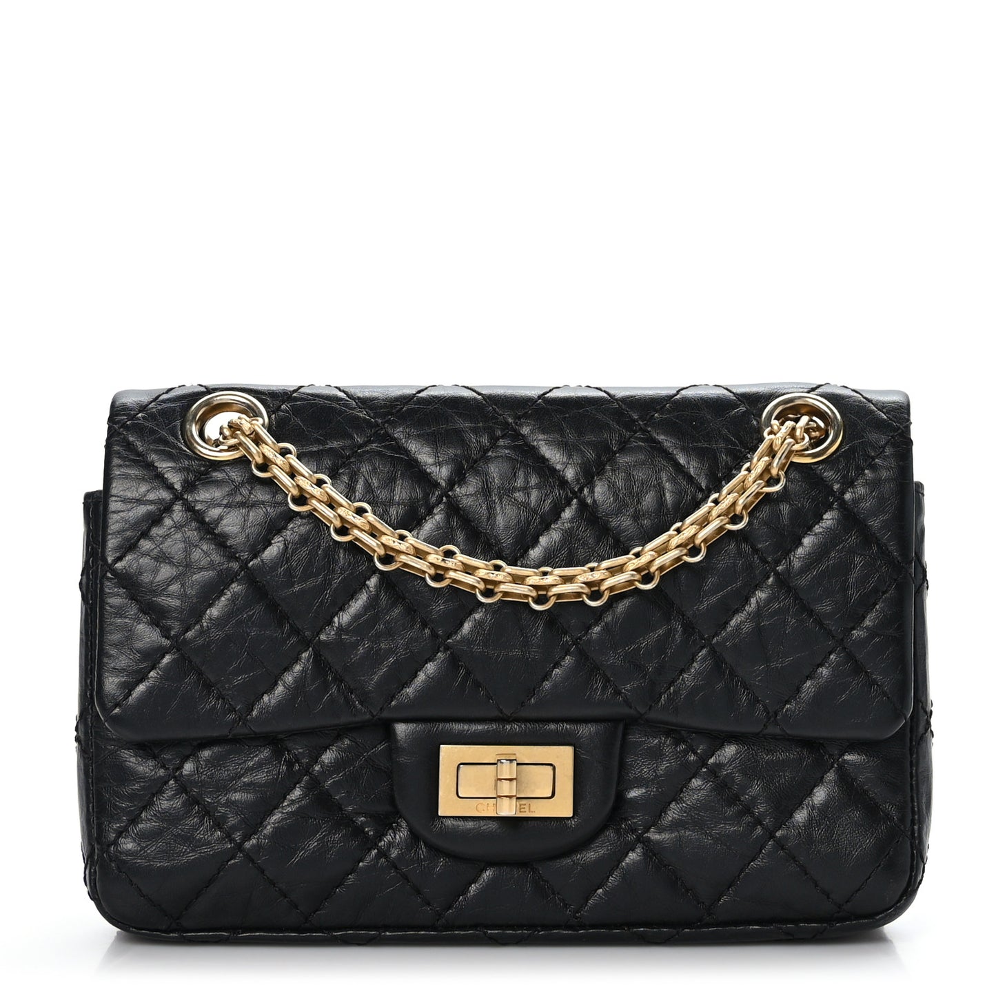 Aged Calfskin Quilted 2.55 Reissue Mini Flap Black