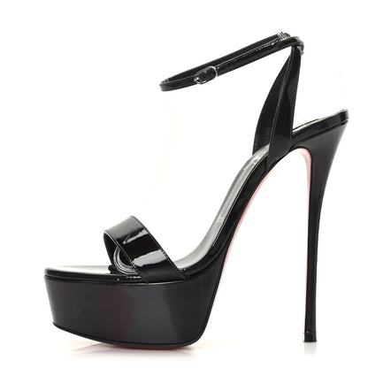 Christian Louboutin Patent Psychic Loubi Queen Alta 150 Platform Sandals 38.5 Black 1 of 7