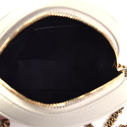 Saint Laurent Grain De Poudre Matelasse Chevron Quilted Round Vinyle Camera Bag Crema Soft 5 of 7