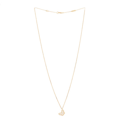 Van Cleef & Arpels 18K Yellow Gold Mother of Pearl Sweet Alhambra Butterfly Pendant Necklace 3 of 6